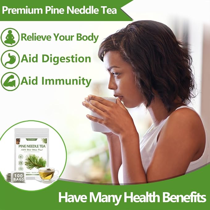 Premium 100 Pine Neddle Tea Bags,100% Picked from Natural Wild Pine Neddle, No Caffeine & No Additives. - Bloomnest