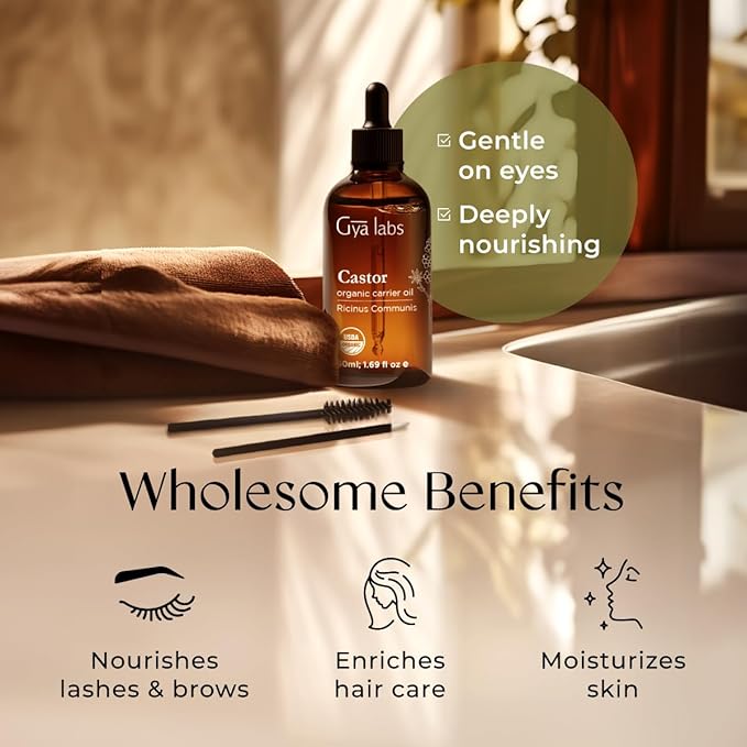 Gya Labs Castor Carrier Oil - 1.7 Fl Oz - for Hair, Skin, Face, Scalp & Body Massage - Bloomnest