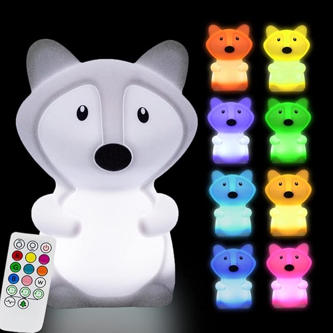 Large Fox Night Lights for Kids, Silicone Night-Light, Bedside lamp, 9 Colors Baby Sleep Light Children's Bed Bedroom Lamp for Toddlers/Boys/Girls/Adults/Bedroom/Outdoor/Camping/Gift - Large - Bloomnest