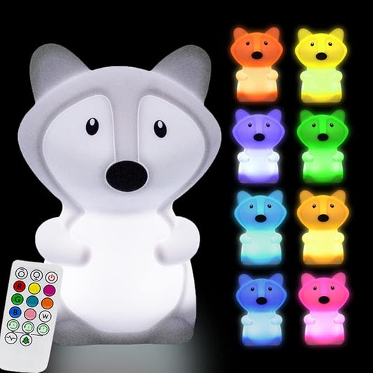 Large Fox Night Lights for Kids, Silicone Night-Light, Bedside lamp, 9 Colors Baby Sleep Light Children's Bed Bedroom Lamp for Toddlers/Boys/Girls/Adults/Bedroom/Outdoor/Camping/Gift - Large - Bloomnest