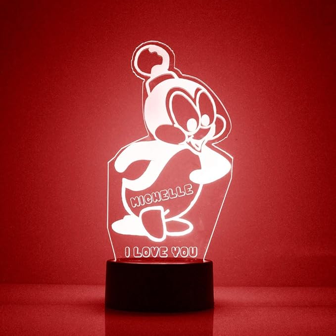 Penguin Custom 3D Illusion Lamp with Remote | LED Night Light with Personalized Name, Logo, Image, Design | 4 Modes, 16 Light Colors | USB or Battery Power | Made in The USA - Bloomnest