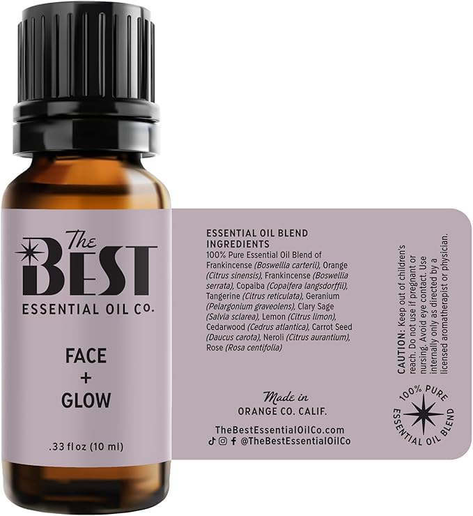 The Best Face + Glow Essential Oil Blend- Premium Grade- 100% Pure & Natural for Aromatherapy, Diffuser, Spa, Massage, Air Freshener- 10 ml (.33 fl oz) - Bloomnest
