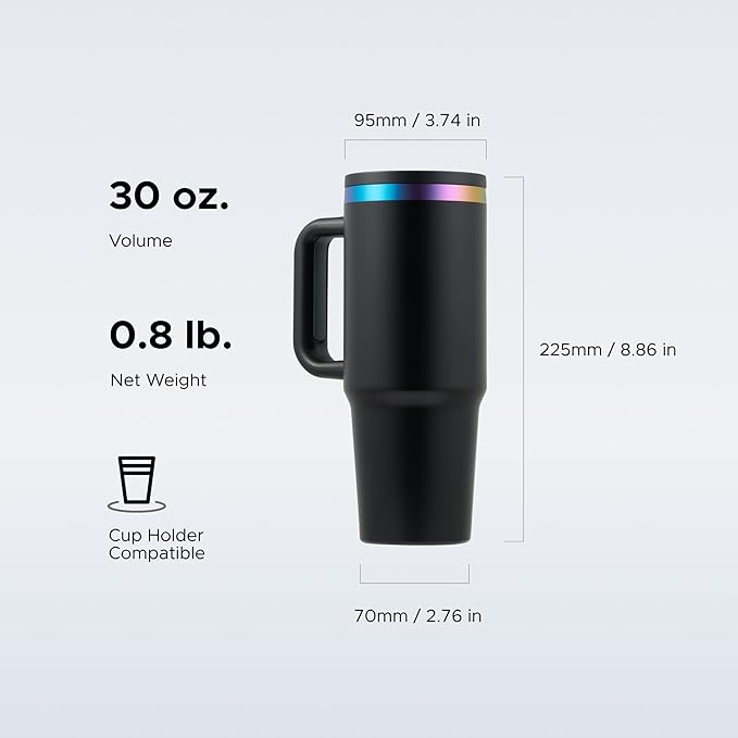 OMTech 30 oz. Tumblers with Handle & Lid, 12 Pack Tumbler Bulk with Double Wall Vacuum Insulation, Food-Grade Stainless Steel Insulated Coffee Mug, Sweatproof Travel Mug for Hot Cold Drinks, Black - Bloomnest