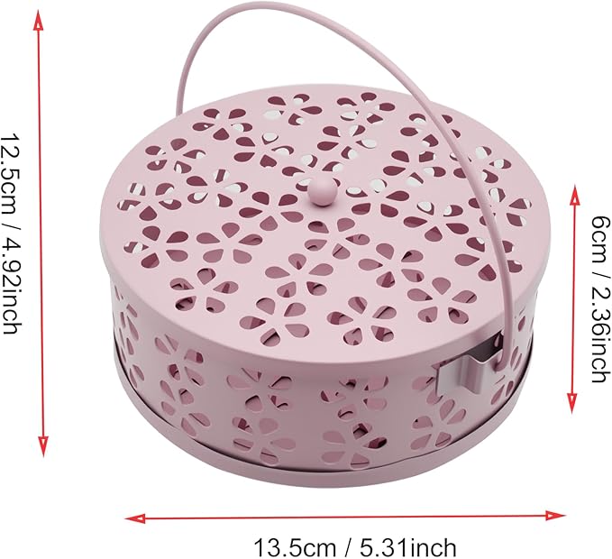 1pcs Mosquito Coil Holder Retro Incense Coils Holder Portable Incense Burner Holders with Handle for Home Camping Indoor Outdoor Patio (Pink) - Bloomnest