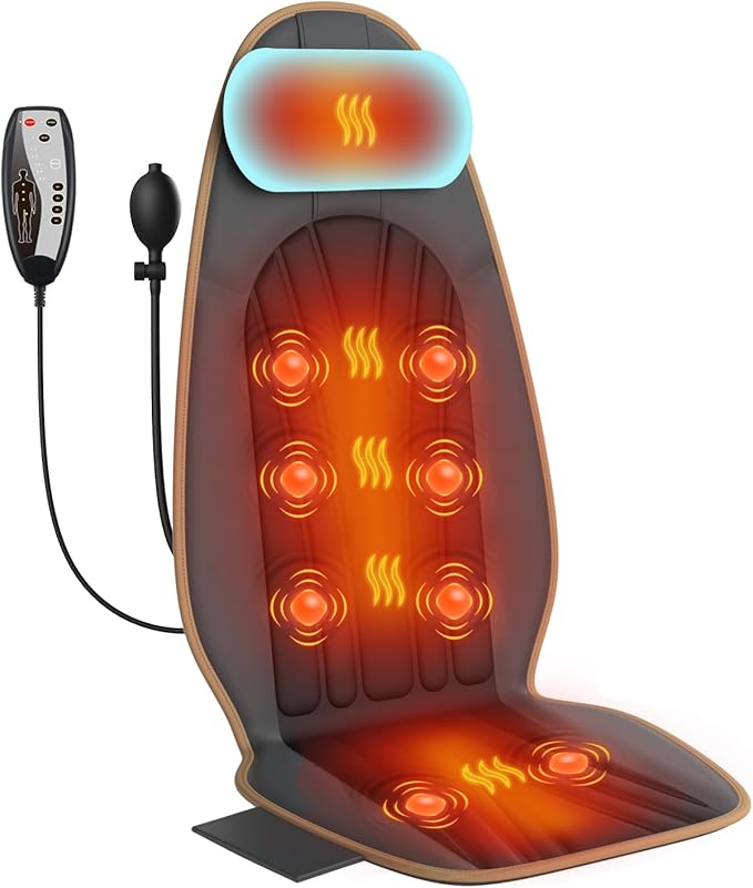 Sotion Back Massager for Chair, Heated Seat Cushion Massager with Neck Traction, Vibration Massage Pad for Full Body Massage for Office Chair, Home Use - Bloomnest