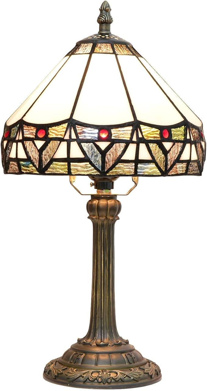 Tiffany Lamp Bedside Table Lamp-Nightstand,Stained Glass Lamp for Bedroom Dorm Living Kitchen, Aesthetic Cute Home Decor Gift,8 inch Rome - Bloomnest