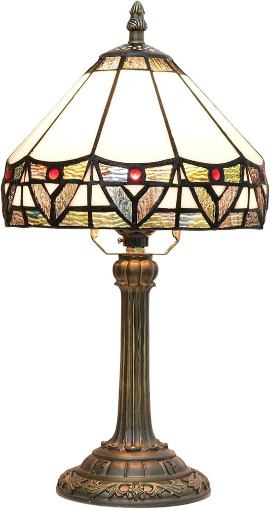 Tiffany Lamp Bedside Table Lamp-Nightstand,Stained Glass Lamp for Bedroom Dorm Living Kitchen, Aesthetic Cute Home Decor Gift,8 inch Rome - Bloomnest