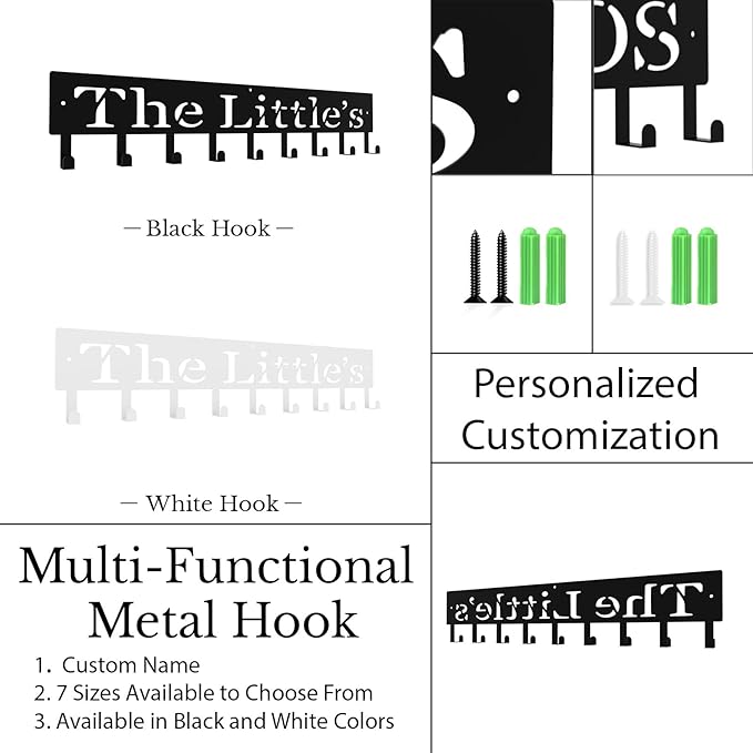 Personalized Metal Key Rack Hooks, Key Holder Wall Mounted Key Hooks, Name Theme Wall Decoration Hooks, Key Hanger Organizer for Living Room, Entryway, Bathroom, Office Decor(Middle) - Bloomnest