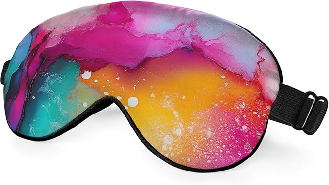 Abstract Marble Silk Eye Mask Sleep Mask Fluid Colorful Painting Artwork Texture Eye Mask with Adjustable Strap Lightweight for Women Work Travel Night Sleep - Bloomnest