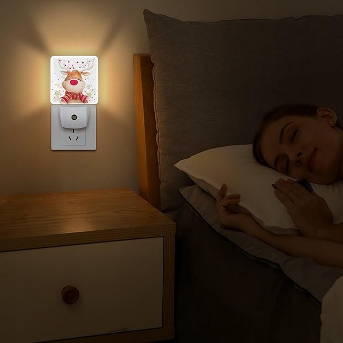 Christmas Deer Night Light, Plug into Wall Decor Nightlights for Bedroom, Bathroom, Hallway, Kitchen, with Dusk to Dawn Light Auto Sensors LED Night Lights for Boys Girls Women Men Room Gifts - Bloomnest