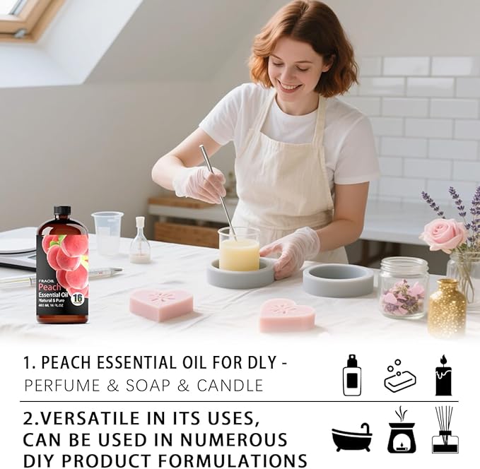 Peach Essential Oil, Peach Oil 16 Fl Oz 480 ML for Diffuser Humidifier Yoga Cleaning DIY Candle Soap Making Perfume Gift for Women Essential Oils - Bloomnest