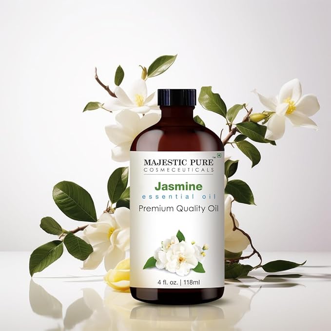 Majestic Pure Essential Oil with Glass Dropper - 100% Pure and Natural - Essential Oils for Diffuser, Aromatherapy, Soap and Candle Making, Jasmine Essential Oil, Jasmine Oil, 4 Fl Oz (Pack of 2) - Bloomnest