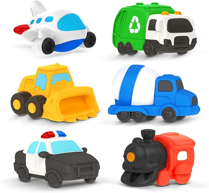 6 PCS Vehicle Floating Bath Toys Mold Free Infant Bath Tub Toys for 12 Months - No Hole Bathtub Toys for Toddlers 1-3 Water Pool Toys for Baby Toddler Ages 1+ - Bloomnest