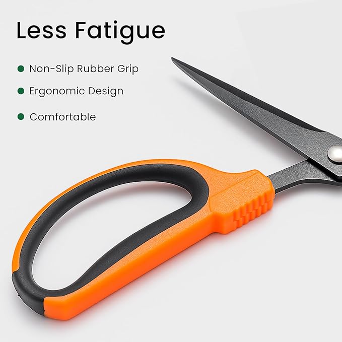 GROWNEER 3 Packs Trimming Scissors Teflon Coated Non Stick Blades Pruning Shears Gardening Hand Pruning Snips with Straight Stainless Steel Precision Blade - Bloomnest