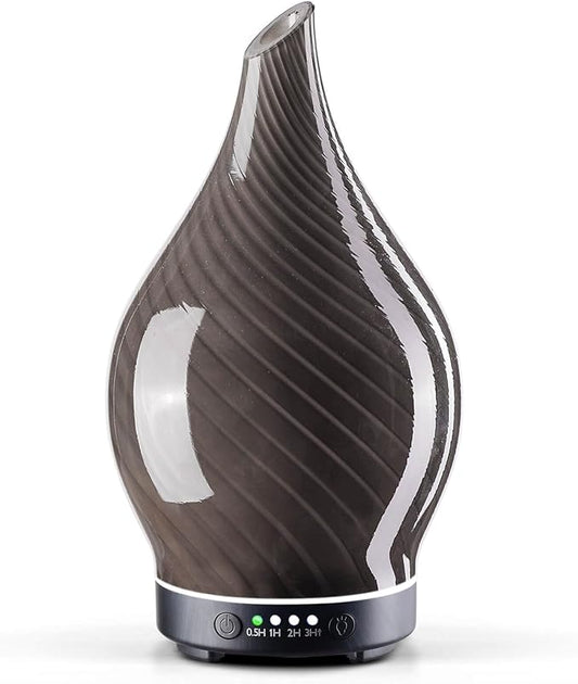 Porseme 150ml Essential Oil Diffuser Glass Color Changing Aroma Air Diffusers Aromatherapy Ultrasonic Cool Mist Humidifier 6 Running Hours Waterless Auto-Off for Sleeping Yoga Office Spa (Pure Grey) Porseme
