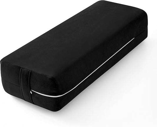 Wellsin Rectangular Yoga Bolster - Meditation Pillow with Washable Suede Cover, 27"X10" X5.5" - Bloomnest