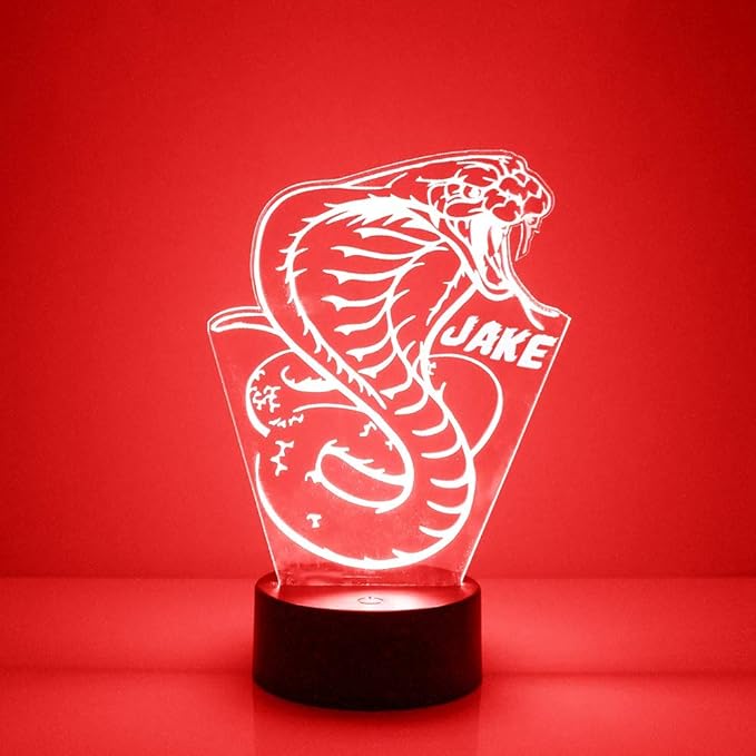 Cobra Snake Custom 3D Illusion Lamp with Remote | LED Night Light with Personalized Name, Logo, Image, Design | 4 Modes, 16 Light Colors | USB or Battery Power | Made in The USA - Bloomnest