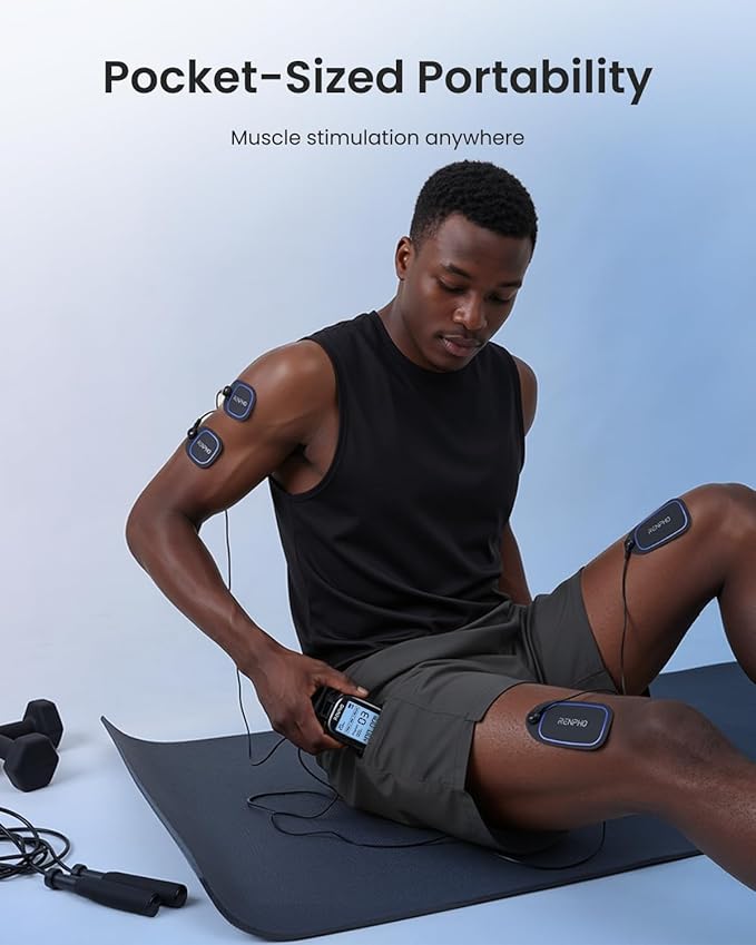 RENPHO TENS Unit Muscle Stimulator, 60 Programs EMS Unit for Back Pain Relief, Rechargeable TENS Machine with 20 Intensities, Muscle Growth Massager for Sciatica Shoulder Neck 8 Electrodes Pads RENPHO