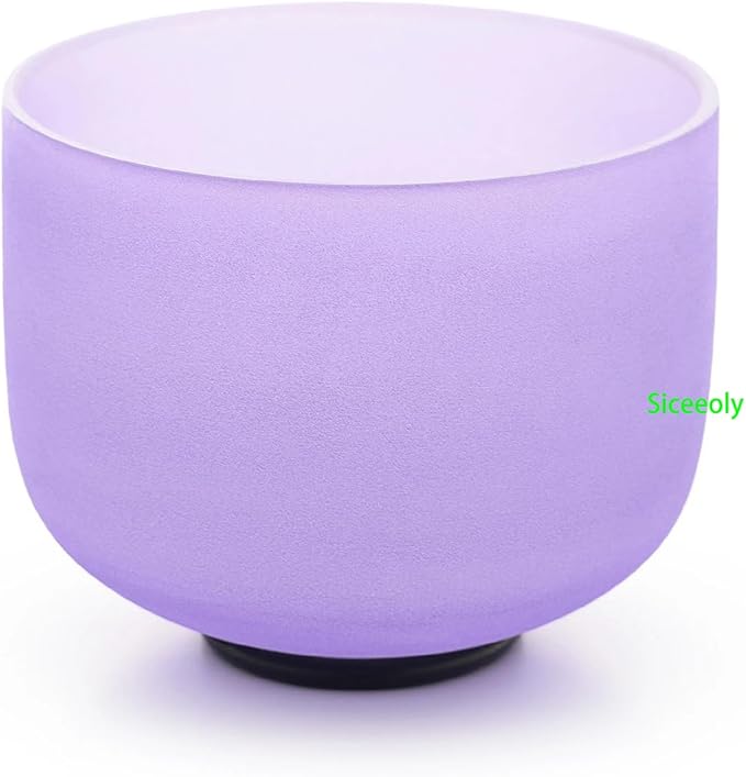 8" A Note 432HZ Light Purple Color Crystal Singing Bowl Frosted Quartz Root Base Chakra Meditation Sound Healing with Durable Carrying Case Suede Striker O-ring - Bloomnest