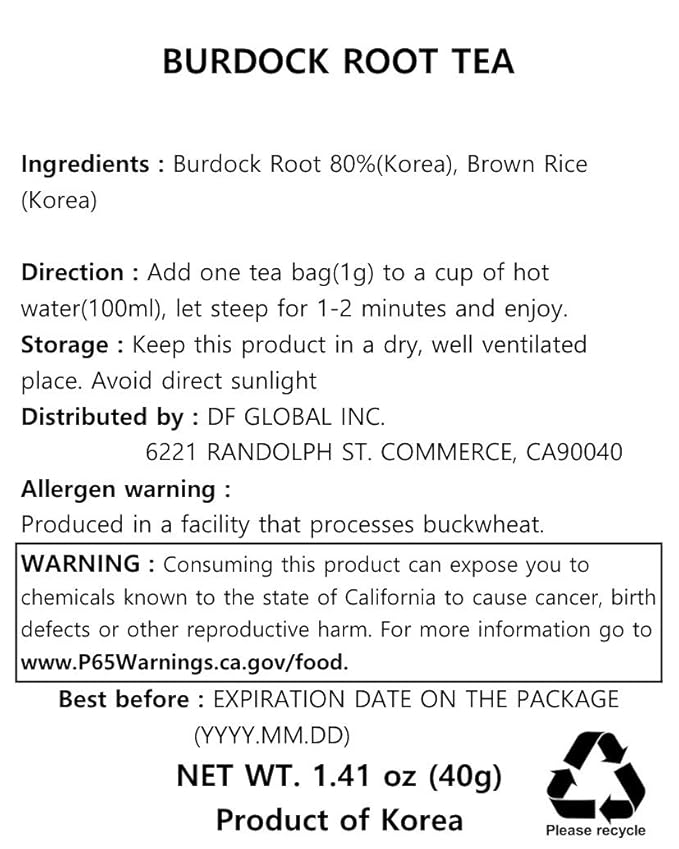 Damtuh Korean Burdock Root Tea – Herbal Wellness & Soothing Drink, Caffeine-Free – 40 Tea Bags (1.5g each) - Bloomnest