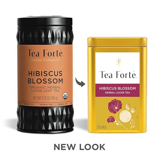 Tea Forte Hibiscus Blossom Premium Loose Leaf Caffeine-Free Herbal Tea Blend Canister, Makes 35-50 Cups - Bloomnest