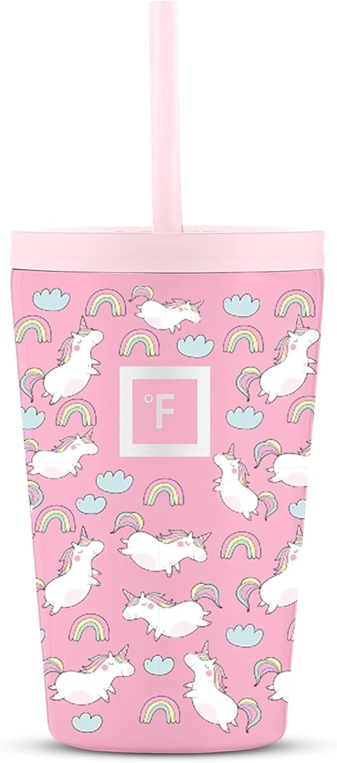 IRON °FLASK Classic Tumbler - Vacuum Insulated Stainless Steel Water Bottle, Double Walled, Drinking Cup, Insulated Travel Mug (Stardust Unicorns, 12 oz Kids)