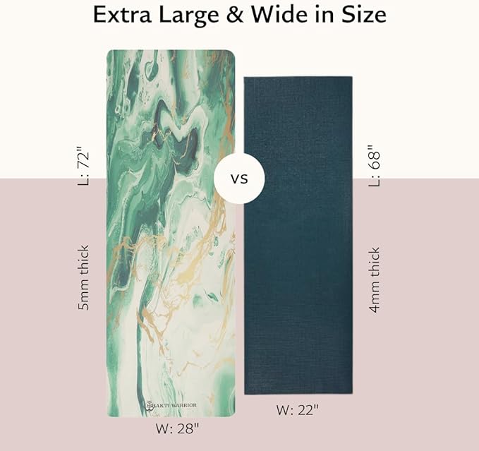 Shakti Warrior Shanti PU Yoga mat - Artist Designed, Premium eco friendly mats, Non Slip, Non Toxic, Great for Regular & Hot Yoga, Pilates and Work out (72 inch x 28 inch x 5mm Thick)k out (72 inch x 28 inch x 5mm Thick)