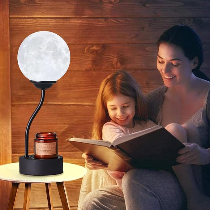 Candle Warmer Lamp with 7 Colors Moon Lamp,Electric Candle Warmer with Timer,Gifts for Mom, Candle Lamp, Vintage Wax Melt Warmer for Scented Wax for Jar Candle with Glass Cup (Colors Moon lamp) - Bloomnest