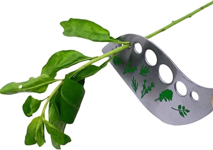 Herb Stripper Tool with 9 Sizing Holes Food-Grade Stainless Steel Leaf Remover for Cooking, Compact Kitchen Gadget with Blade & Safety Cover for collards parsley cilantro goji - Bloomnest