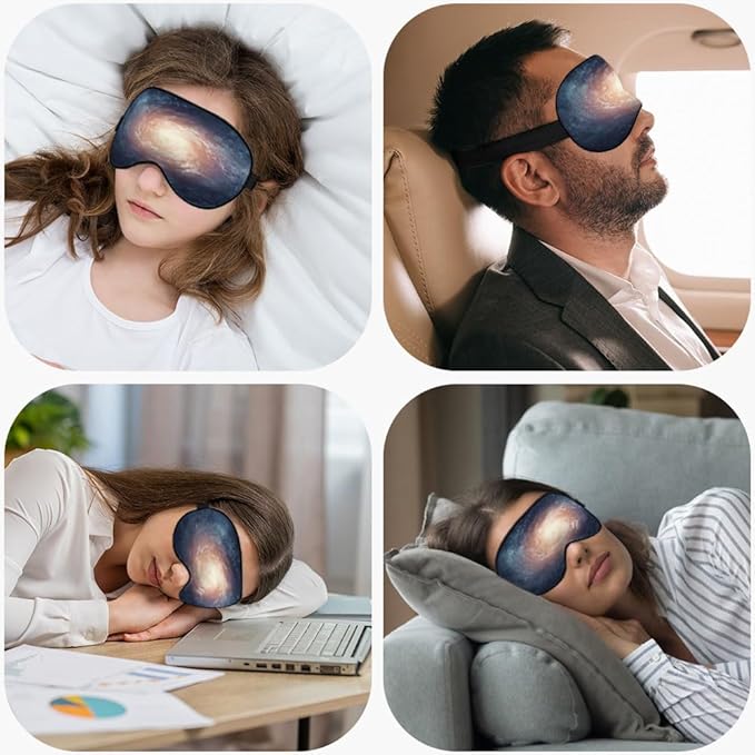 Space Galaxy Sleep Eye Cover Universe Beautiful Shining Star Silk Eye Mask for Sleeping with Adjustable Strap for Travel Nap Shift Work Office - Bloomnest