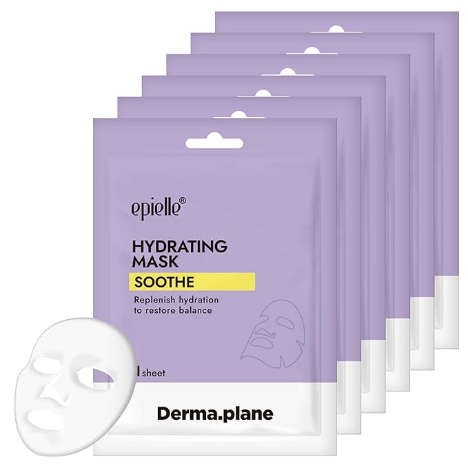 Epielle Hydrating Sheet Mask 6 Pack, Soothing & Restoring Face Mask with Cica, Heartleaf Extract & Witch Hazel Water, Target Dry & Sensitive Skin, Korean Skin Care - Bloomnest