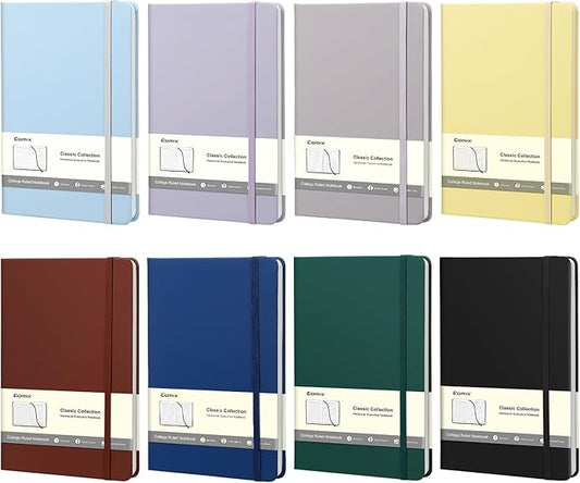 Comix 8 Pack Lined Notebook Journals, 240 Pages, 5.5 x 8.3 inch, Journaling Notebooks for Work, School, Home, A5 Hardcover Notebooks, College Ruled Notebooks for Notes-taking, Writing - Bloomnest