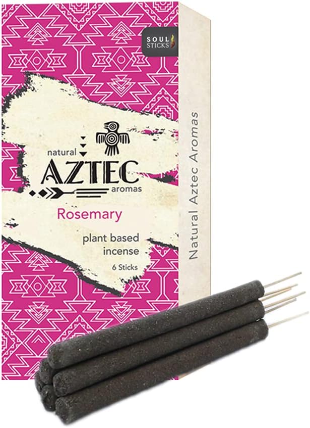 Soul Sticks Aztec Cinnamon Resin Incense Sticks Hand Rolled Artisan Resin 6pcs Perfect for Yoga Meditation Relaxation Aromatherapy Cleansing, & Witchcraft Supplies Long Lasting Slow Burn (Rosemary)