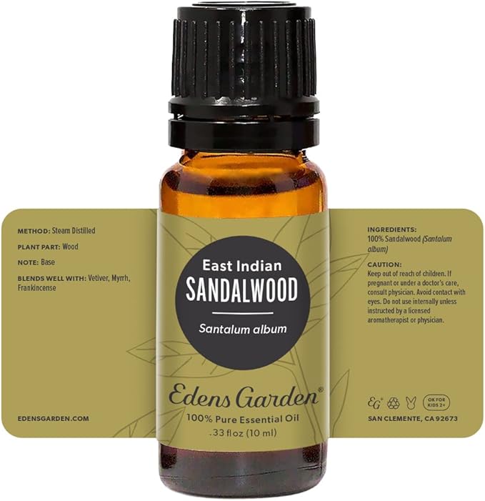 Edens Garden Sandalwood- East Indian Essential Oil- 100% Pure Premium Grade, Undiluted, Natural, Therapeutic, Aromatherapy, The Best for Diffuser, Face, Hair, Humidifiers 10 ml (.33 fl oz) - Bloomnest