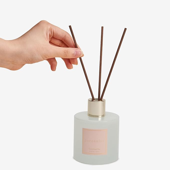 Cocorrína Premium Reed Diffuser Set with Preserved Baby's Breath & Cotton Stick Sandalwood Rose | 6.7oz Scent Fragrance Oil Diffuser for Bedroom Bathroom Home Décor - Bloomnest