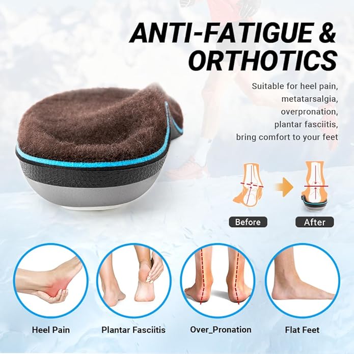 VALSOLE Heavy Duty Support Pain Relief Orthotics - 220+ lbs Plantar Fasciitis High Arch Support Insoles for Men Women, Flat Feet Orthotic Insert, Work Boot Shoe Insole, Absorb Shock with Every Step - Bloomnest