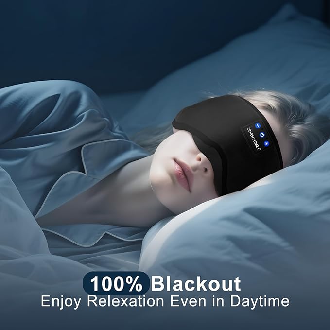Deep Sleep Mask with Bluetooth 5.4 Headphones - Blackout Sleeping Mask Side Sleeper Eye Masks Earphone Rechargeable Headband Wiless Music Ear Muffs Portable Travel Essentials Gift for Women Men Mom - Bloomnest