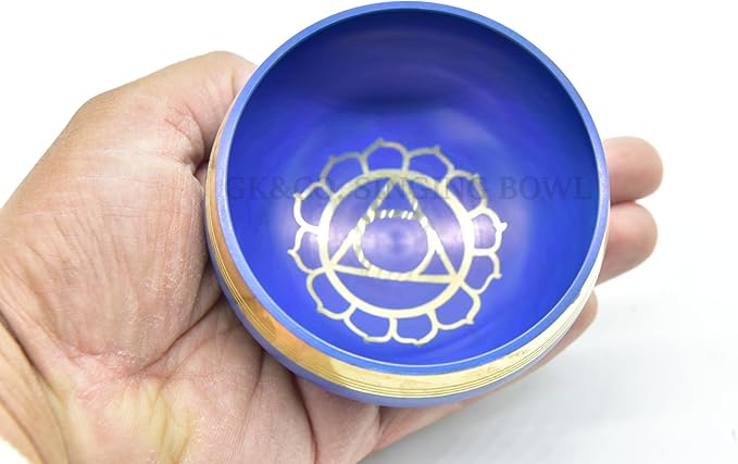 GK&CO. 3 Inch Sky Blue Color Chakra Tibetan singing bowls set, choose your favorite chakra bowl, improve your chakra meditation practice (ThroatChakra) - Bloomnest