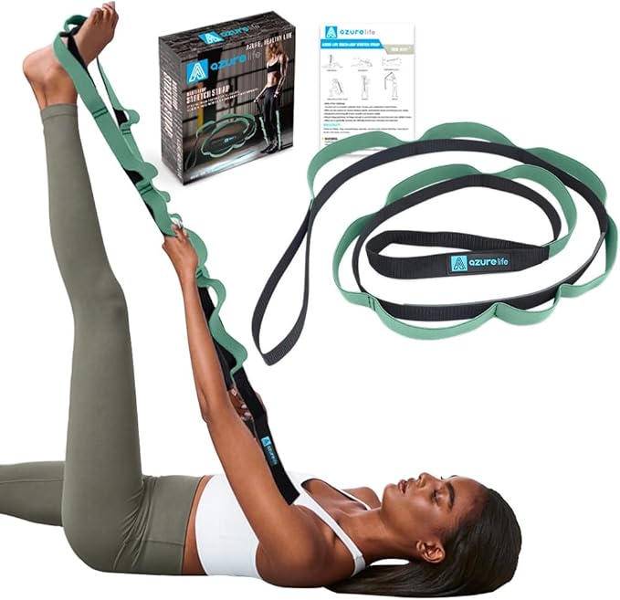 Premium Durable Stretch Straps with Loops, Stretching Strap for Physical Therapy, Multi-Loop Yoga Strap Fitness Exercise Strap for Yoga, Pilates, Dance, Flexibility&Exercise - Bloomnest