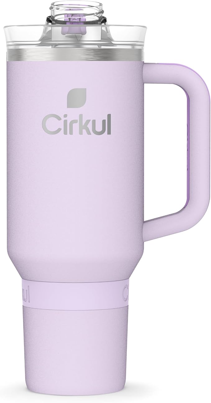 Cirkul 40oz. Lilac Stainless Steel Tumbler with Handle, All-Day StrawSip™, Double-Wall Insulated
