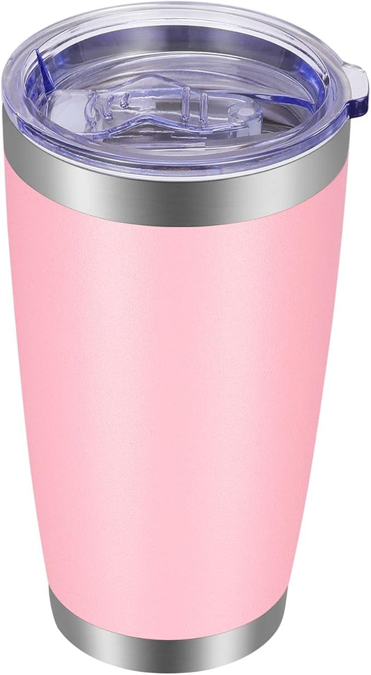 VEGOND 20oz Tumbler with Lid and Straw Stainless Steel Tumbler Cup Vacuum Insulated Double Wall Travel Coffee Mug Powder Coated Coffee Cup(Pink 1 Pack)