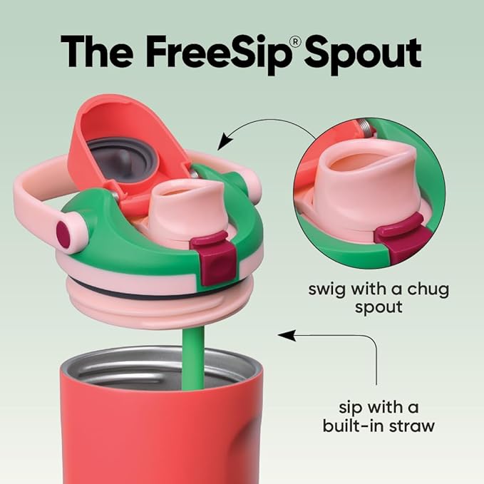Owala FreeSip Sway Insulated Stainless Steel Water Bottle with Two-Way Spout, Built-In Straw and Bucket Handle, Made for Travel, School, and Sports, 40oz, BPA Free, Leak Proof, Strawberry Fields Owala
