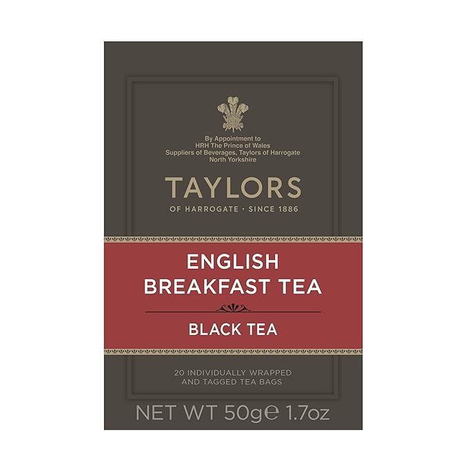 Taylors of Harrogate English Breakfast, Black Tea, Individually Wrapped Bags, 20 Count (Pack of 1), Rich, Bright & Malty, Caffeinated, Enjoy Hot or Iced, 20 Teabags - Bloomnest