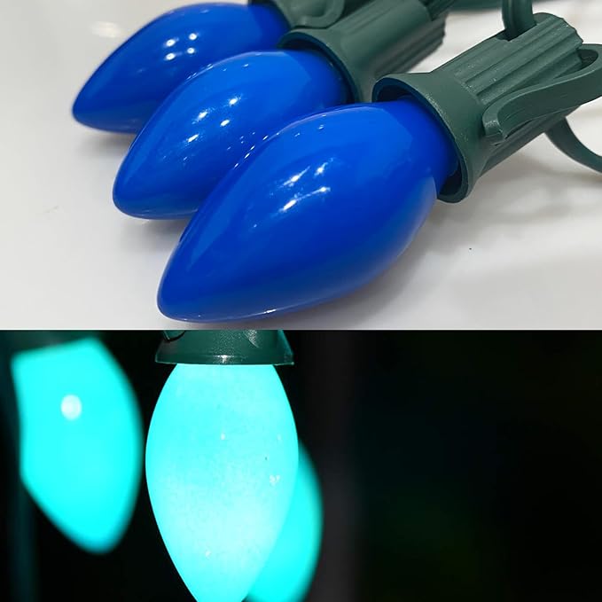 SUNSGNE C7 LED Blue Replacement Christmas Light Bulbs, 0.6W LED E12 Candelabra Base Bulbs - Great for Christmas Outdoor String Lights, Salt Lamp, Night Lights, Decorative Lights, Pack of 25 - Bloomnest