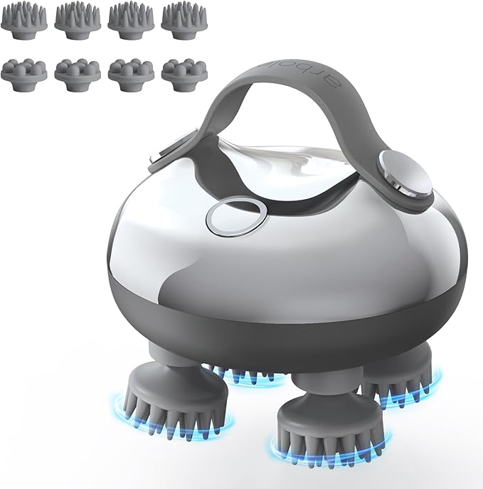 arboleaf Scalp Massager Rechargeable Head Massager Scalp Stress Relax, Waterproof Handheld Hair Scratcher with 8 Removable Massage Claws, Gift for Dad Mom arboleaf