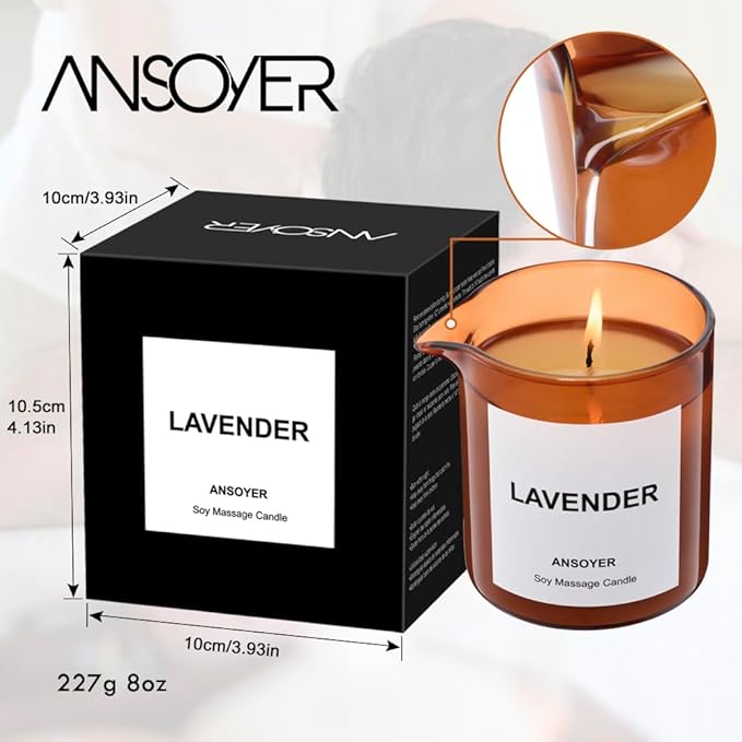 Massage Oil Candle| Massage Oil for Massage Therapy| Massage Lotion Candle| 8 OZ| Amazing Gift for Men or Women (Lavender) - Bloomnest