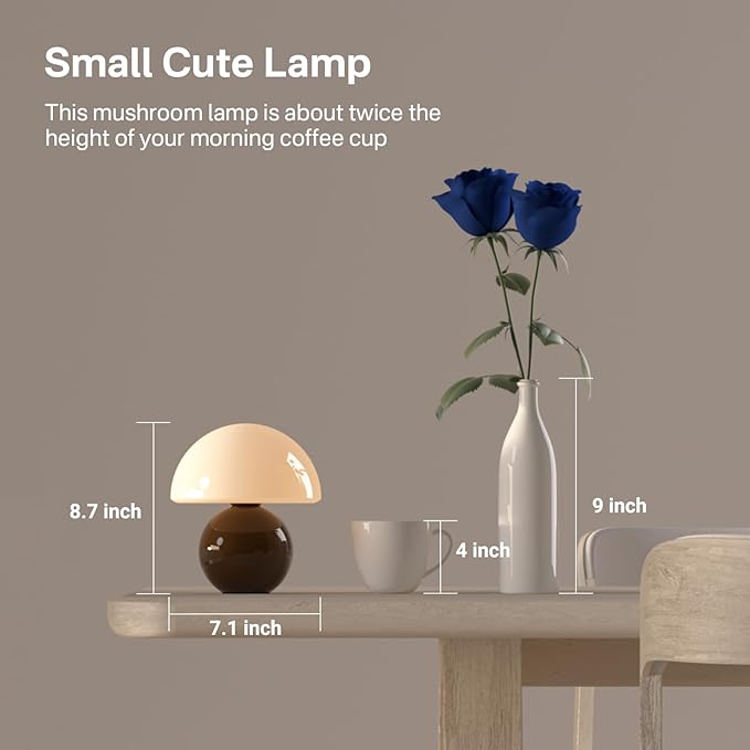 Mushroom Lamp Table Lamp for Bedroom,Desk Bedside Small Lamps for Living Room Night Stands,Mushroom Decor Cute Mini Modern Mid Century Lamps,Unique Aesthetic Home Living Room Decor(Coffee) - Bloomnest