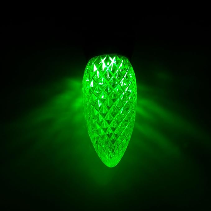 Meconard C9 Led Replacement Christmas Light Bulbs, C9 Shatterproof Led Bulbs for Christmas Indoor Outdoor String Lights, E17 Intermediate Base, Commercial Grade Holiday Bulbs, Green, 25Pack - Bloomnest