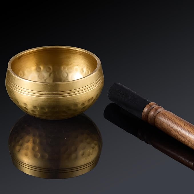 Tibetan Singing Bowl Set (3.15 Inch, copper) - Hand-Hammered, Perfect for Sound Bath, Yoga & Meditation Stress Relief, Comes with Gift Box, Free Palo Santo Wood + California White Sage - Bloomnest
