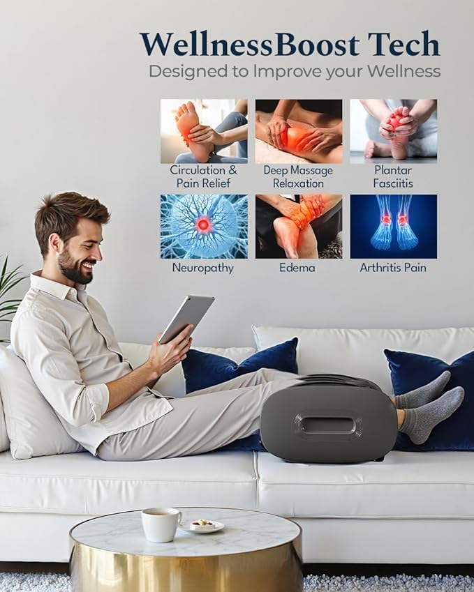 HomeCare Shiatsu Foot Massager with Heat & Ice Therapy - Gray, Deep Kneading for Plantar Fasciitis & Neuropathy Relief, Adjustable Intensity, Feet/Leg/Calf/Ankle at Home/Office,Gifts for Women, Men - Bloomnest